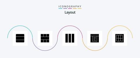 disposition glyphe 5 icône pack comprenant . mise en page. espace de travail. la toile. menu déroulant vecteur