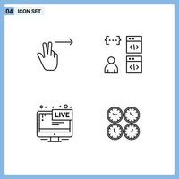 4 utilisateur interface ligne pack de moderne panneaux et symboles de les doigts écran app développer vivre modifiable vecteur conception éléments