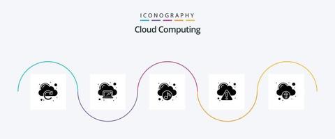 nuage l'informatique glyphe 5 icône pack comprenant télécharger. nuage. avertissement. nuage vecteur