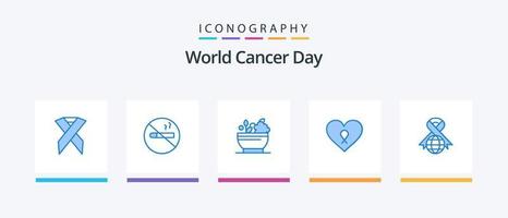 monde cancer journée bleu 5 icône pack comprenant ruban. patient. à base de plantes. romance. cœur. Créatif Icônes conception vecteur