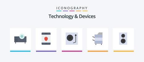 dispositifs plat 5 icône pack comprenant technologie. électronique. dispositifs. dispositifs. vinyle. Créatif Icônes conception vecteur