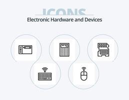 dispositifs ligne icône pack 5 icône conception. dessiner. radio. ordinateur. musique. dispositif vecteur