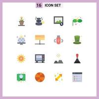 pack de 16 moderne plat couleurs panneaux et symboles pour la toile impression médias tel comme solaire environnement image énergie costume masque modifiable pack de Créatif vecteur conception éléments