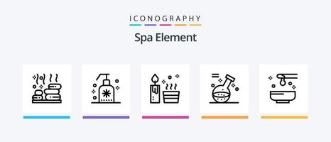 spa élément ligne 5 icône pack comprenant massages. salon. abeille. huile. cheveux. Créatif Icônes conception vecteur