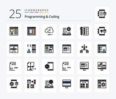 programmation et codage 25 ligne rempli icône pack comprenant développer. entreprise. développer. portable. développer vecteur