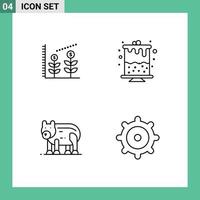 moderne ensemble de 4 ligne remplie plat couleurs pictogramme de la finance Canada anniversaire animal mécanicien modifiable vecteur conception éléments