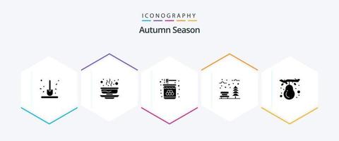 l'automne 25 glyphe icône pack comprenant parc. l'automne. aliments. doux. mon chéri vecteur