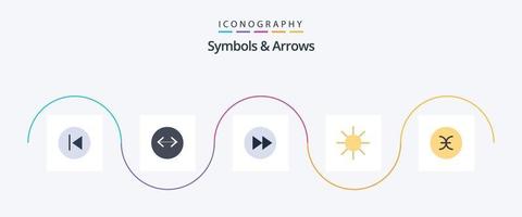 symboles et flèches plat 5 icône pack comprenant signe. rayon. La Flèche. logo. la musique vecteur