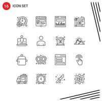 moderne ensemble de 16 grandes lignes et symboles tel comme ordinateur présent site Internet cadeau la toile modifiable vecteur conception éléments