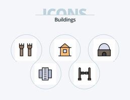bâtiments ligne rempli icône pack 5 icône conception. . . cabane. médiéval. Château la tour vecteur