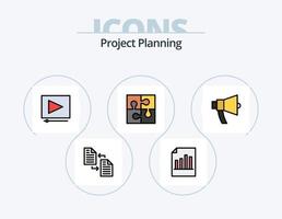 projet rabotage ligne rempli icône pack 5 icône conception. planification. diagramme. Commencez. feuille. page vecteur