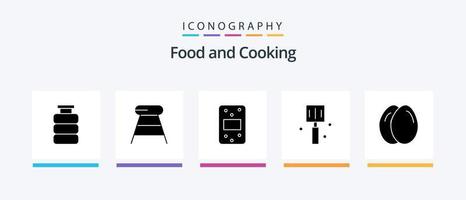 nourriture glyphe 5 icône pack comprenant œuf. cuisine. siège. aliments. boire. Créatif Icônes conception vecteur