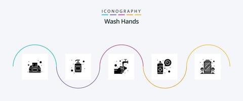 laver mains glyphe 5 icône pack comprenant corona virus. protection. médical. virus. nettoyage vecteur