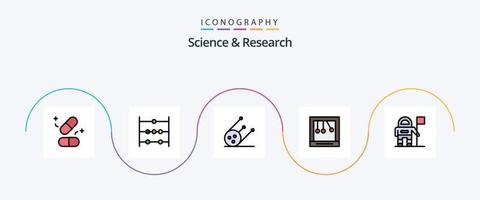 science ligne rempli plat 5 icône pack comprenant . drapeau. Navette. exploration. newton vecteur