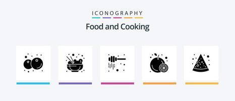nourriture glyphe 5 icône pack comprenant . aliments. Miel. vite aliments. fruit. Créatif Icônes conception vecteur