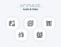 l'audio et vidéo ligne icône pack 5 icône conception. niveau. l'audio. télévision. vidéo. médias vecteur