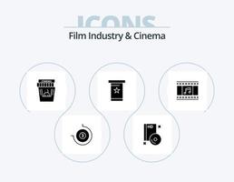 cenima glyphe icône pack 5 icône conception. film. présentation. cinéma. podium. conférence vecteur