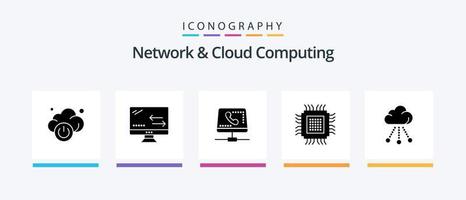 réseau et nuage l'informatique glyphe 5 icône pack comprenant nuage. base de données. combiné. données. grand. Créatif Icônes conception vecteur