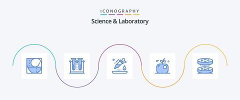 science bleu 5 icône pack comprenant bactéries. aliments. tube. éducation. science vecteur