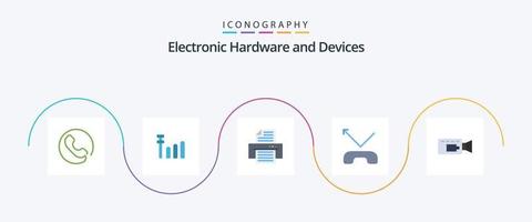 dispositifs plat 5 icône pack comprenant . appel. caméra vecteur