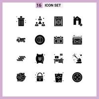 solide glyphe pack de 16 universel symboles de biens vérifier moderne bâtiments sûr boîte modifiable vecteur conception éléments