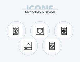 dispositifs ligne icône pack 5 icône conception. port. câble. des produits. équipement. électrique vecteur