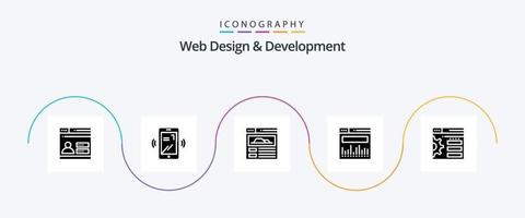 la toile conception et développement glyphe 5 icône pack comprenant conception . la toile. mise en page. Les données . vecteur