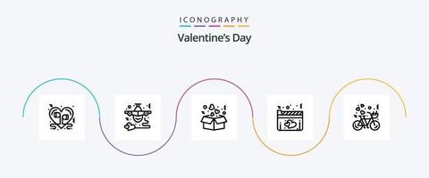 valentines journée ligne 5 icône pack comprenant film. cœur. cœur. film. cœur vecteur