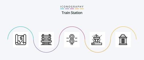 train station ligne 5 icône pack comprenant billet. jardin. signe. Fontaine. transport vecteur