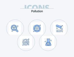 la pollution bleu icône pack 5 icône conception. tube. gaz. radioactif. déchets. danger vecteur