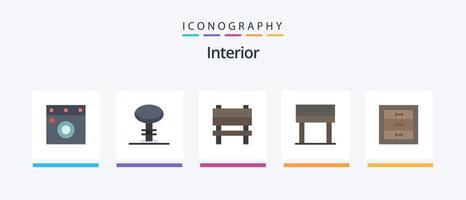 intérieur plat 5 icône pack comprenant intérieur. armoires. chaise. des boites. intérieur. Créatif Icônes conception vecteur