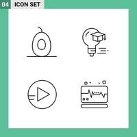 modifiable vecteur ligne pack de 4 Facile ligne remplie plat couleurs de Avocat médical ampoule l'obtention du diplôme impulsion modifiable vecteur conception éléments