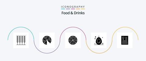 nourriture et les boissons glyphe 5 icône pack comprenant . repas. Avocat. aliments. cuisine vecteur