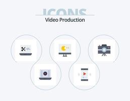 vidéo production plat icône pack 5 icône conception. . moniteur. vidéo joueur. jeu. numérique l'audio éditeur vecteur