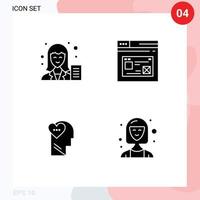 ensemble de 4 moderne ui Icônes symboles panneaux pour Blog conception femelle page l'amour modifiable vecteur conception éléments