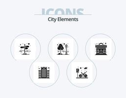 ville éléments glyphe icône pack 5 icône conception. musique. parc. ville. paysage urbain. arbre vecteur