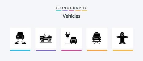 Véhicules glyphe 5 icône pack comprenant . Véhicules. électrique. transport. avion. Créatif Icônes conception vecteur