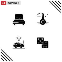 universel icône symboles groupe de 4 moderne solide glyphes de lit voiture mariage temps signal modifiable vecteur conception éléments