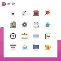groupe de 16 plat couleurs panneaux et symboles pour affaires crochet utilisateur grue boutique modifiable pack de Créatif vecteur conception éléments