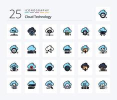 nuage La technologie 25 ligne rempli icône pack comprenant nuage. jpg. données. photo. nuage vecteur