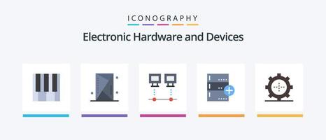 dispositifs plat 5 icône pack comprenant base. ajouter. contour. pc. dispositifs. Créatif Icônes conception vecteur