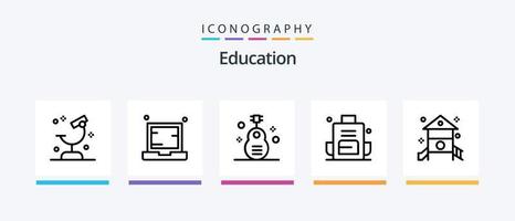 éducation ligne 5 icône pack comprenant apprentissage. éducation. garderie école. livre. piano. Créatif Icônes conception vecteur