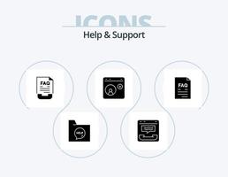 Aidez-moi et soutien glyphe icône pack 5 icône conception. aider. navigateur. contact. papier. document vecteur