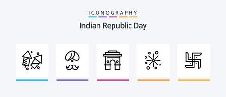 Indien république journée ligne 5 icône pack comprenant boom. Inde. église. bloone. Indien. Créatif Icônes conception vecteur