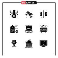 Stock vecteur icône pack de 9 ligne panneaux et symboles pour formation étiquette bijoux étiquette médical modifiable vecteur conception éléments