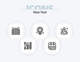 Nouveau année ligne icône pack 5 icône conception. épicerie. faire la fête. souhait. boire. du vin vecteur