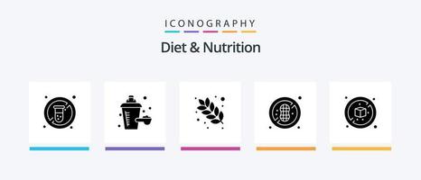 régime et nutrition glyphe 5 icône pack comprenant . régime. aliments. non. en bonne santé. Créatif Icônes conception vecteur