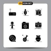 9 universel solide glyphes ensemble pour la toile et mobile applications dossier contrôle gratuit Noob débutant modifiable vecteur conception éléments