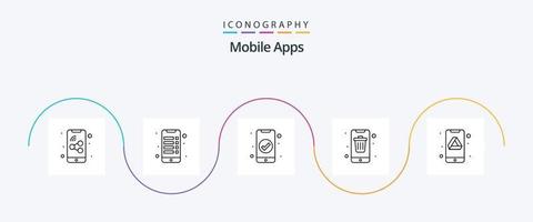 mobile applications ligne 5 icône pack comprenant Google. téléphone intelligent. vérifier. mobile. contact vecteur