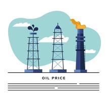 tours et modèle de bannière de pétrole de raffinerie de cheminée vecteur